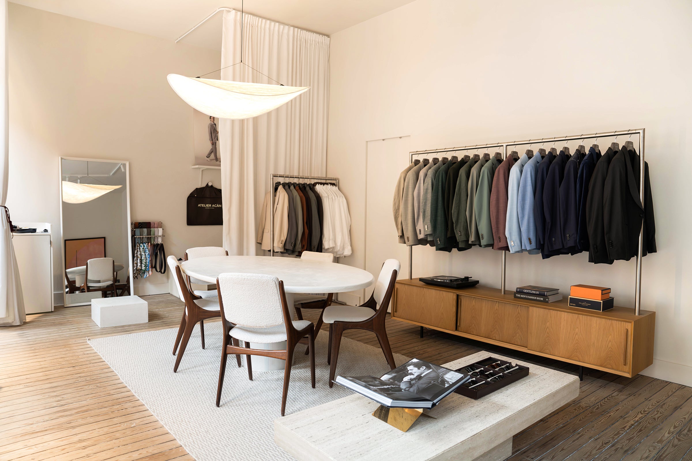 Inside Atelier ACÀN’s Ghent store – a refined space for bespoke tailoring and personalized fittings.