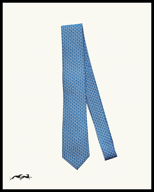 Blue Silk Tie With Pattern