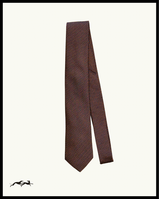 Black Silk Tie With Orange Dots