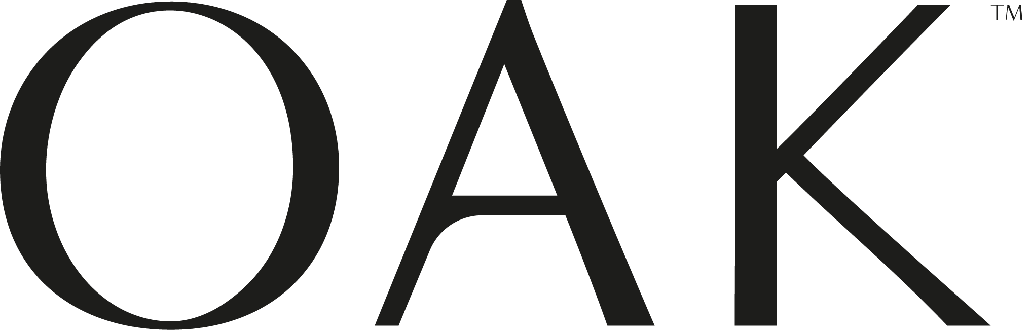 Black 'OAK' logo on a white background